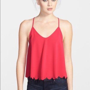 ASTR Pink Scallop Hem Drape-Back Top. Size M